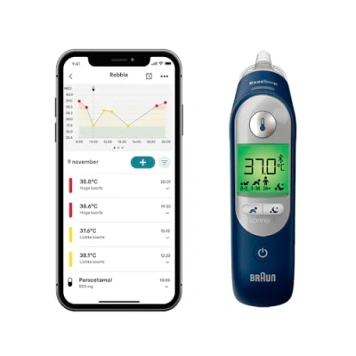 Afbeelding van Braun ThermoScan® 7+ connect Oorthermometer Werkt met Family Care™ app Age Precision® technologie Digitaal display kleurcodes Prettig voor baby&#039;s/kinderen Merk nr. 1 bij artsen1
