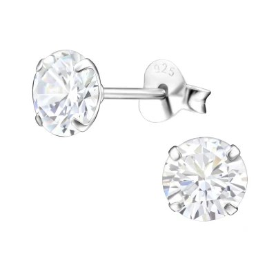 Afbeelding van JoyS Zilveren ronde oorbellen kristal 6 mm oorknoppen