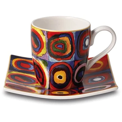 Afbeelding van Goebel Wassily Kandinsky Kop en schotel Espresso Vierkanten Porselein 10cm 100ml
