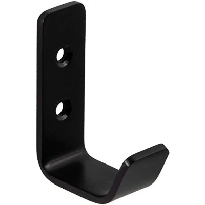 Afbeelding van Gedotec SANDRA Vintage garderobehaken, roestvrij staal, zwart, kledinghaken, afzonderlijk, gebogen ophanghaakjes, 48 x 20 mm, wandhaak om te schroeven, 1 stuk, garderobe voor wandmontage