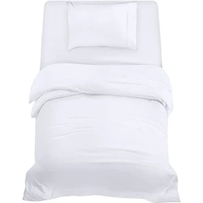 Afbeelding van Utopia Bedding Beddengoed set Geborsteld Microvezel Polyester Dekbedovertrek (135x200cm), Hoeslaken (90x190cm) met Kussensloop (50x75cm), Wit