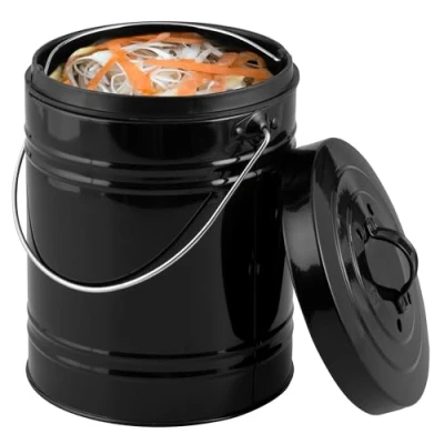 Afbeelding van bremermann Compostemmer met 5 liter binnenemmer actieve koolfilter bio afvalemmer (zwart)