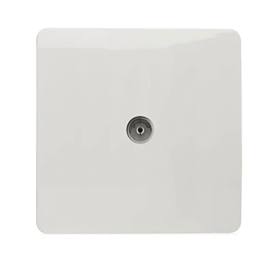 Afbeelding van Trendi Artistic modern glanzend tactiele tv stopcontact wit art tvswh