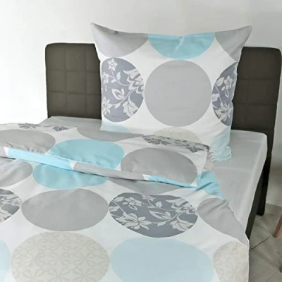 Afbeelding van Bierbaum Beddengoed, mako satijn, ontworpen in Duitsland, dessin 6383 turquoise 02, 155x220 cm + 80x80 cm, comfortgrootte