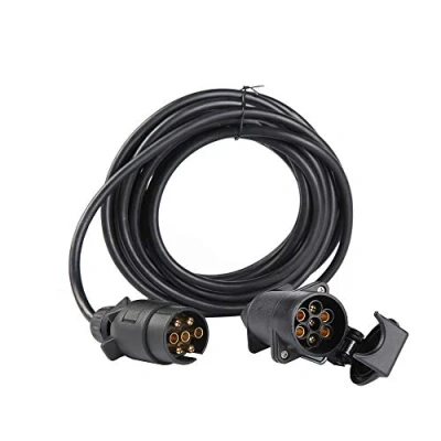 Afbeelding van ETUKER 6 meter verlengkabel voor aanhanger, 7 polig, aanhangerkabel, polig met stopcontact, 12 V aanhangerkoppeling, verlengkabel, aanhangers, vrachtwagen, camper, auto, boot (6 m