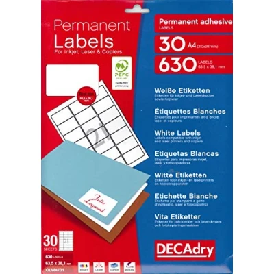 Afbeelding van Decadry Etiketten / Labels 63.5 x 38.1mm