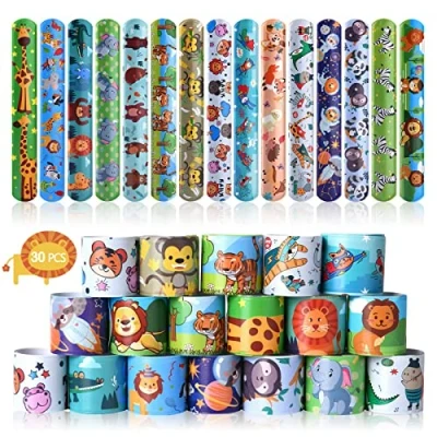 Afbeelding van Acuiwer Klikarmbanden 30 stuks Kleurrijke Armbanden met Dieren Kinderverjaarda Gastgeschenken Jongens en Meisjes
