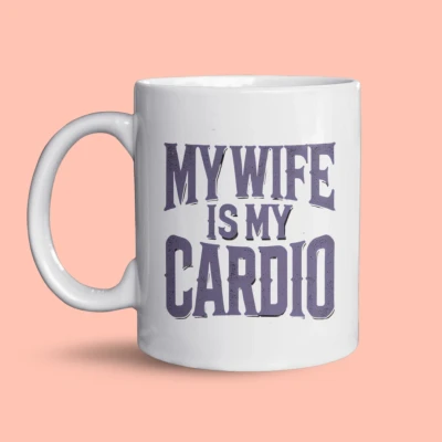Afbeelding van NietMokken.nl Grappige Mok My Wife Is Cardio Cadeau voor je Vrouw Humor Koffiebeker Vaatwasser en Magnetronbestendig Keramische tas 325ml