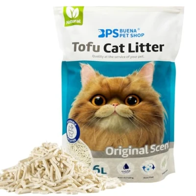 Afbeelding van BPS Tofu 15454 Kattenbakvulling voor katten, poedervrij, gemakkelijk te klonteren, geurcontrole in het toilet (1 stuk, origineel)