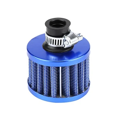Afbeelding van 12 mm universele auto klempop koude inlaat luchtfilter, hoogstroom automatische luchtinlaatfilter ronde taps toelopende voor scooter Atv Dirt Pit fiets motorfiets carter (blauw)