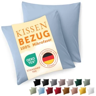 Afbeelding van Blumtal 2 delige kussensloop 65 x kussensloop, van zachte, geborstelde microvezelstof, lichtblauw