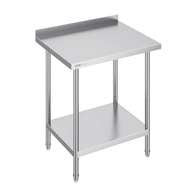 Afbeelding van VEVOR 24 x 30 36 commerciële levensmiddelen, zware werktafel, metalen werktafel met verstelbare hoogte voor restaurant, huis en hotel, zilver, 610 762 914 mm