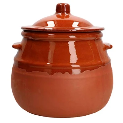Afbeelding van MamboCat Tontpot met deksel, eenpot, rumpot, komkomkommeropslag, 2,5 liter, mediterraan uniek handwerk, gedeeltelijk geglazuurd, antiek/vintage, middeleeuwen, Viking