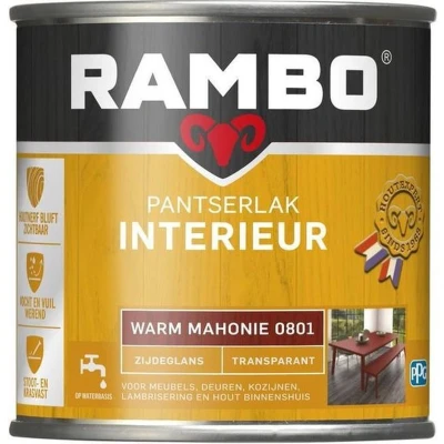 Afbeelding van Rambo Interieur Lak Transparant Zijdeglans Warm Mahonie 0801 0,75 liter