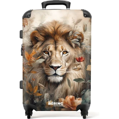 Afbeelding van NoBoringSuitcases.com® Koffer groot Rolkoffer lichtgewicht Gedetailleerd portret van een leeuw in de natuur Reiskoffer met 4 wielen Grote trolley XL 20 kg bagage