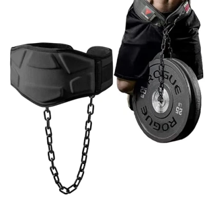 Afbeelding van TAVIEW Dip Belt met ketting Nylon voor pull ups, Heavy Duty verzwaarde riem workout zwart, verstelbare maat mannen en vrouwen