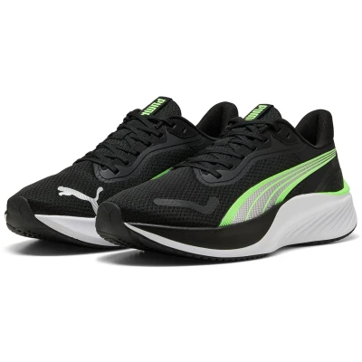 Afbeelding van Puma Unisex Pounce LITE Road Running Schoen, Zwart Groen Glare, 11 UK, 46 EU