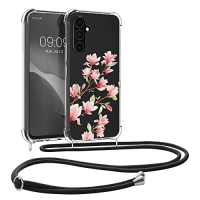Afbeelding van kwmobile telefoonhoesje geschikt voor Samsung Galaxy A54 5G Hoesje met telefoonkoord Back cover smartphone Case in poederroze / wit transparant