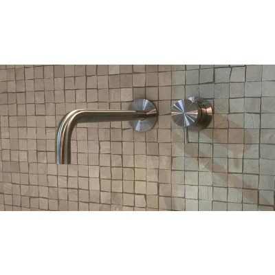 Afbeelding van Waterevolution Flow inbouw wastafelkraan volledig RVS T116BIEV2 met uitloop 15cm