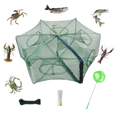 Afbeelding van HunterBee Vissen Aas Val Opvouwbare Krab Rivierkreeft Vis Minnow Crawdad Garnalen Net Gegoten Draagbare 8 Gaten