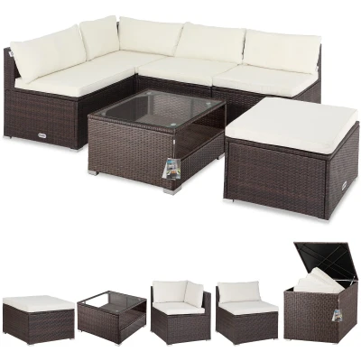 Afbeelding van Casaria Polyrattan XL Lounge Kussens en Kussenbox Bruin