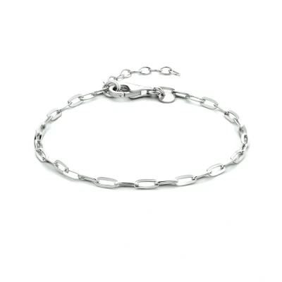 Afbeelding van Zilver Gerhodineerde Armband paperclip platte buis 2 1333928