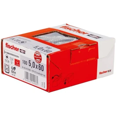 Afbeelding van Fischer Spaanplaatschroef 5.0x60/36mm RVS A2 TX20 (100 Stuks)