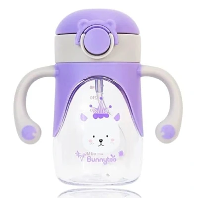 Afbeelding van Bunnytoo Babytrainerbeker, drinkbeker, 280 ml, snavelbeker voor baby&#039;s vanaf 12 maanden, babydrinkbeker, duurzaam en hygiënisch, lekvrije siliconen uitloop, BPA vrij, paars