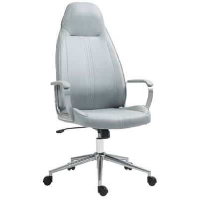 Afbeelding van HOMCOM Bureaustoel, ergonomische bureaustoel met hoogteverstelling, kantelfunctie, zwenkwielen, 68 x 65 119 128,5 cm, grijs