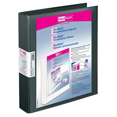 Afbeelding van VELOFLEX 4147180 Velodur, ringband, DIN A4, 2 ringmechanisme, 272 x 315 46 mm, met buitenvakken, zwart