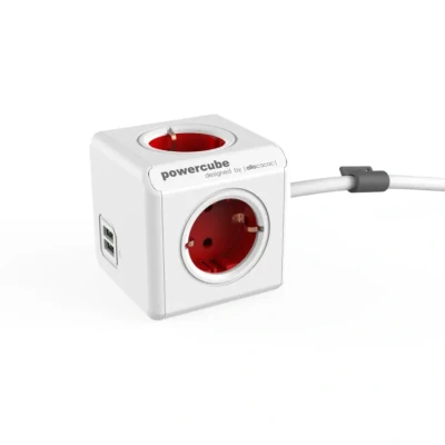 Afbeelding van Allocacoc PowerCube Extended USB Rood 1,5 Meter