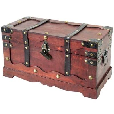 Afbeelding van HMF 6400 140 SchatKist van Hout met Slot 40 x 19 22 cm Grote Frankrijk