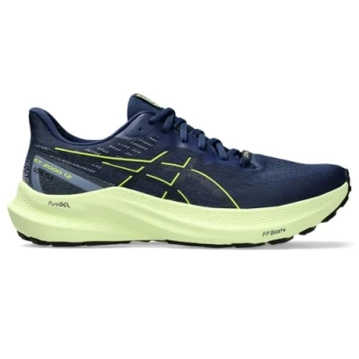 Afbeelding van Asics GT2000 12 GTX Stabiliteit hardloopschoenen, Heren, Maat: 40.5, Blue expanse/safety yellow Textiel/ synthetisch