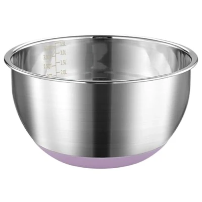 Afbeelding van FAB4HOME mengkom roestvrij staal met antislip siliconen bodem metalen keukenkom bakken koken slakom vaatwasmachinebestendig, 24 cm
