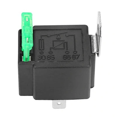 Afbeelding van Auto relais DC 12 V 30 A 4 polig voor autozekering, motorfiets, normaal open, zekeringsrelais aan/uit met houder (zwart)