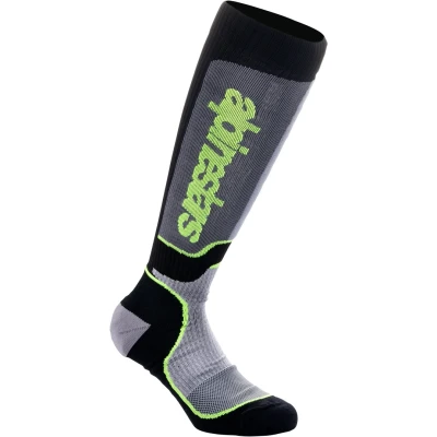 Afbeelding van Alpinestars 2024 MX Plus Crosssokken Zwart / Grijs Fluor Geel maat S