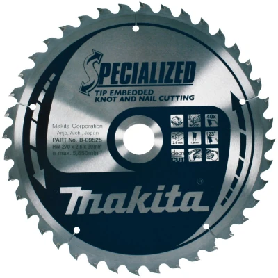 Afbeelding van Makita B 09525 Cirkelzaagblad Hout (noest/spijker) 270x30x1,8mm