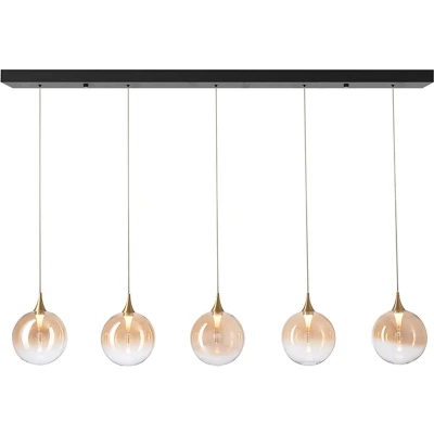 Afbeelding van Searchlight 5 lichts hanglamp Alchemy amber glas 76410 5BK