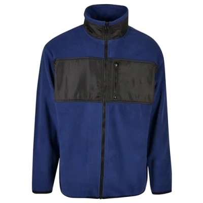 Afbeelding van Urban Classics Patched Micro Fleecejas, Heren, Maat: Small, Spaceblue