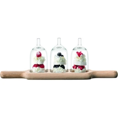 Afbeelding van L.S.A. Paddle Serveerplank met 3 Stolpen Glas Transparant