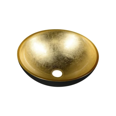 Afbeelding van Waskom Sapho Murano Rond 40x14 cm Glas Goud / Zwart