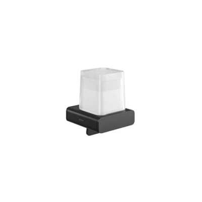 Afbeelding van Geesa shift zeepdispenser zwart 200 ml met gesatineerd glas 919916 06