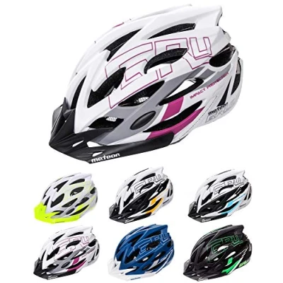 Afbeelding van Meteor Fietshelm Gruver maat L 58 61 cm wit/grijs/aubergine