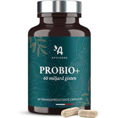 Afbeelding van Apyforme Probio+ Probiotica Voor Darmflora Tot 60 miljard kve/dag 10 Stammen: Immuniteit, Spijsvertering, Prikkelbare Darm Syndroom 100% Frans Voedingssupplement