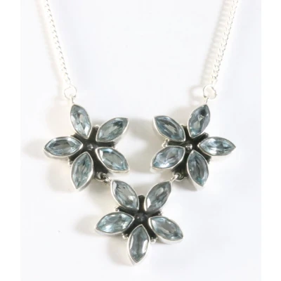 Afbeelding van Zilveren ketting met blauwe topaas