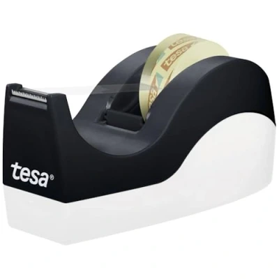 Afbeelding van Tesa plakbandafroller Orca, met 8 rollen Tesafilm transparant ft 33 x 19 mm, zwart en wit