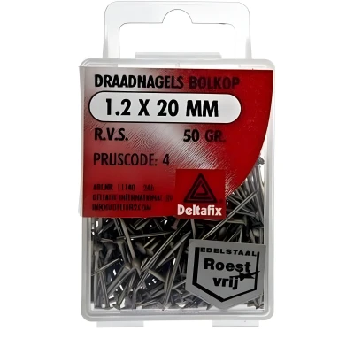 Afbeelding van Draadnagel bolkop RVS 1.2x20mm