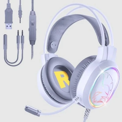 Afbeelding van EMPIRE Gaming 2024 Nieuw Icarus S17 RGB Headset voor PS5, PS4, Xbox One/Series, PC, Mac, Smartphones, Tablets Afstandsbediening High Definition Stereo Sound Microfoon Wit