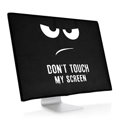 Afbeelding van kwmobile beschermhoes Monitor geschikt voor 27 28&quot; Computerscherm cover Computer accessoires PC scherm hoes in wit / zwart Don&#039;t Touch My Screen design