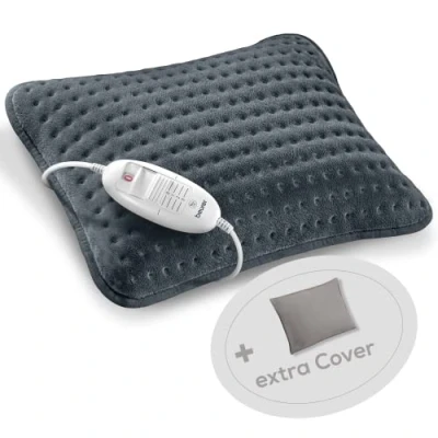 Afbeelding van Beurer HK 48 Cosy Sofa verwarmingskussen met snelle verwarming, 3 verlichte temperatuurinstellingen en automatische uitschakeling, extra zacht omkeerbaar kussen, vilten hoes, grijs